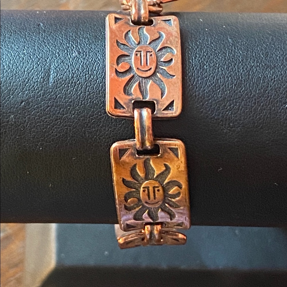 Sunrise copper bracelet smiling sun made in USA